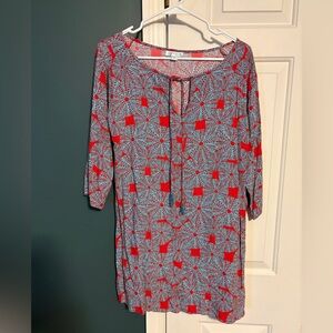 Red and Blue Geometric Women's swimsuit coverup